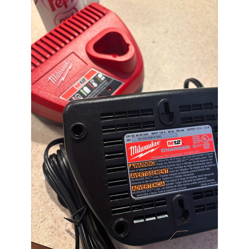 Milwaukee M12 Lithium-Ion Battery Charger 48-59-2401 12V Li-Ion Corded -TWO PACK